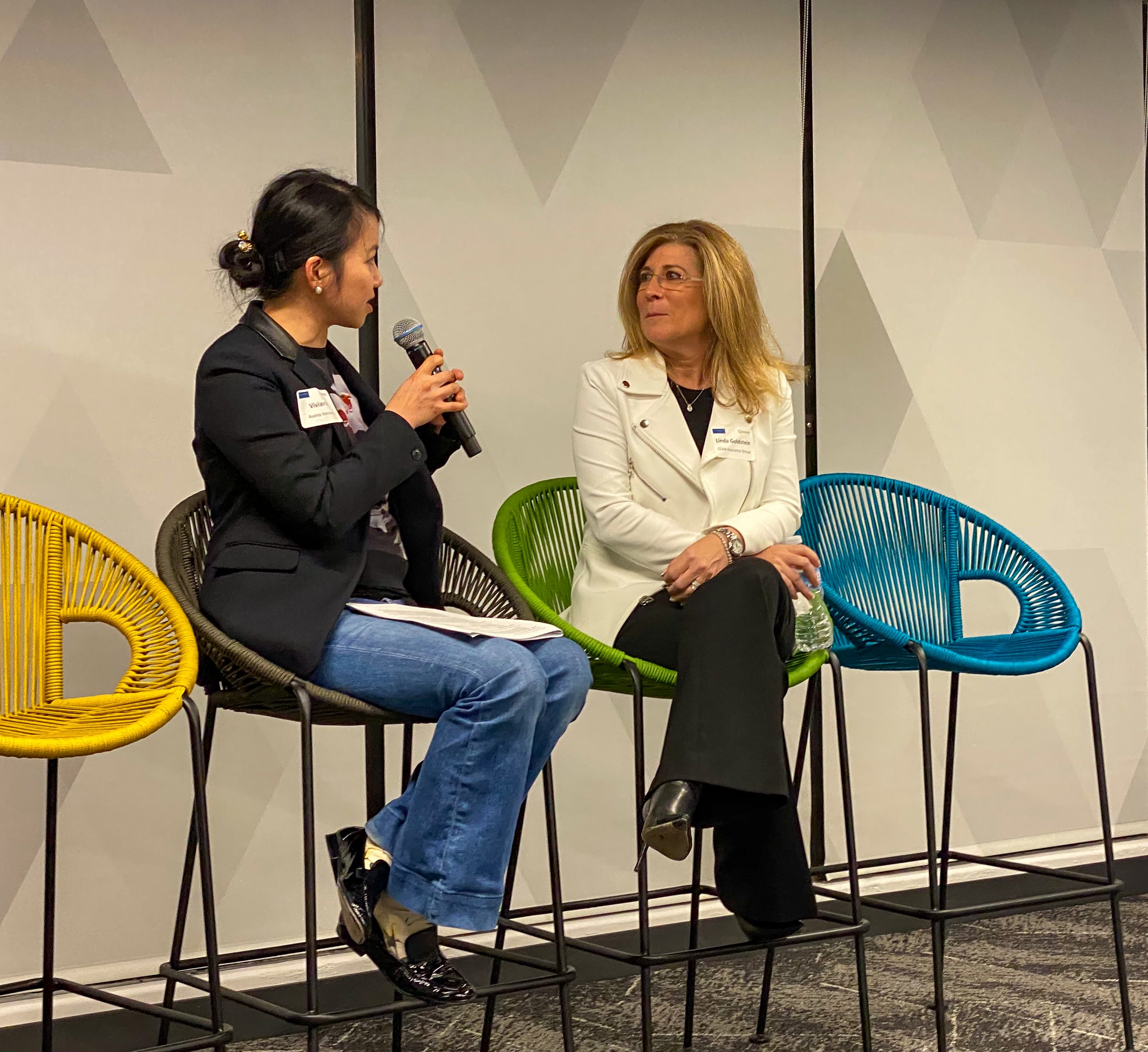 Vivian Li and Linda Goldstein having a Fireside Chat